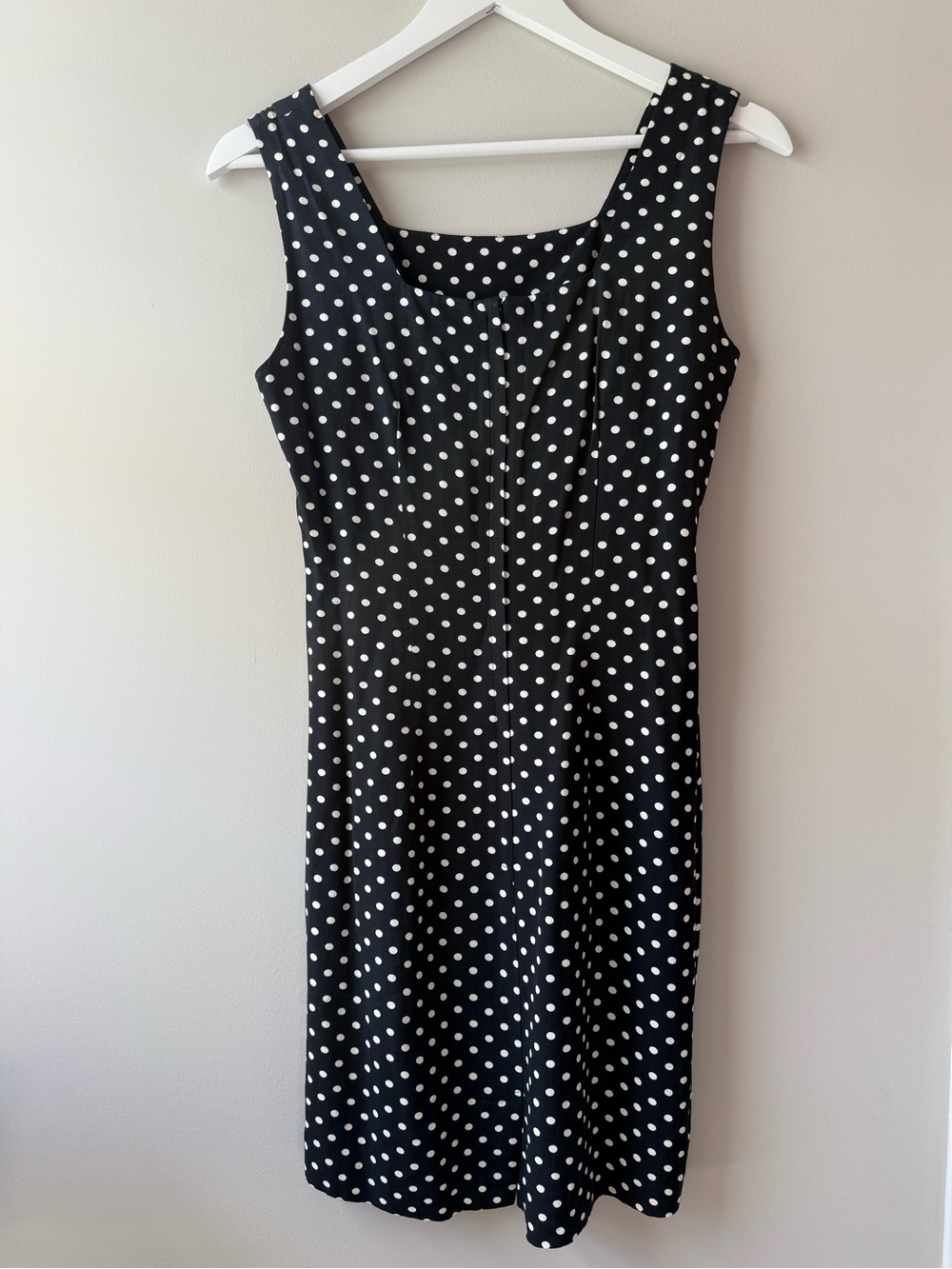 Vintage Dawn Joy Black & White Polka Dot Dress Square Neck Sleeveless - Picture 6 of 8